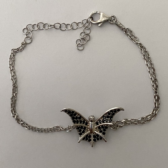 925 Silver bat bracelet black cubic zirconia stone - Picture 2 of 2